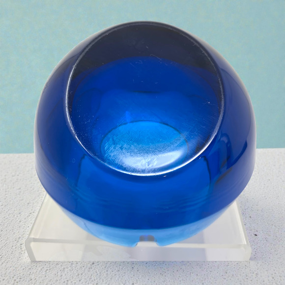 Vintage Viking Glass Blue Bluenique Orb Ashtray 4 3/4" Mid Century Modern MCM - Picture 6 of 8